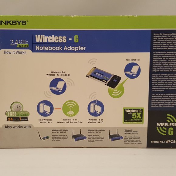 LINKSYS CISCO Wireless G Notebook Adapter Cardbus 2.4Ghz 802.11g WPC54G - Picture 3 of 8